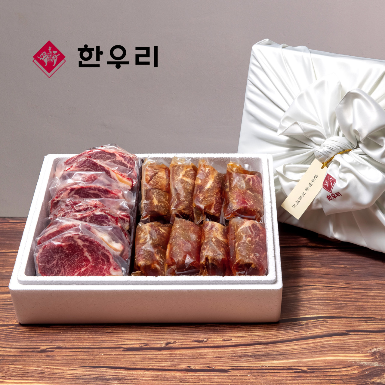 [한우리 SET1] 한우 암소 꽃등심 1.2kg + 한우 양념갈비(16대)